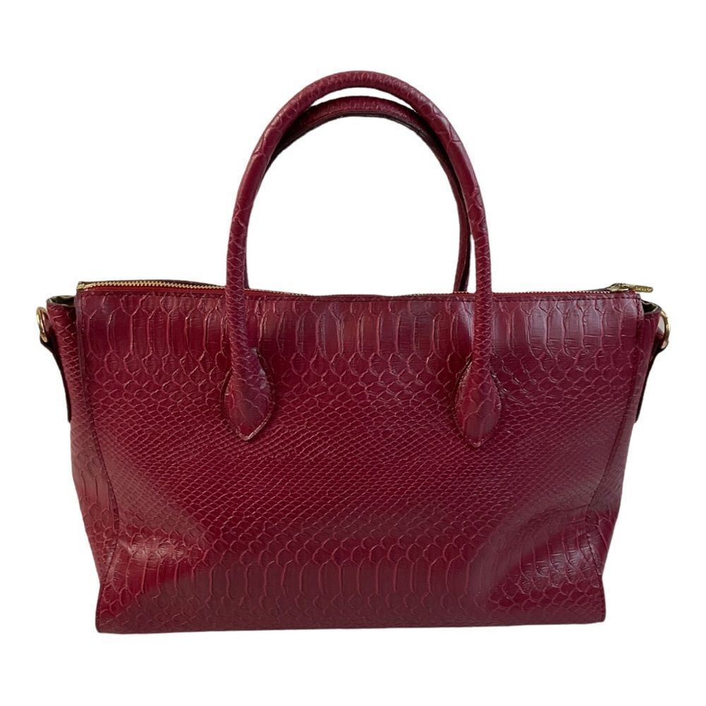 GUNAS NEW YORK Women's HERMIT Burgundy Vegan Leather Double handle Handbag. - Picture 2 of 13